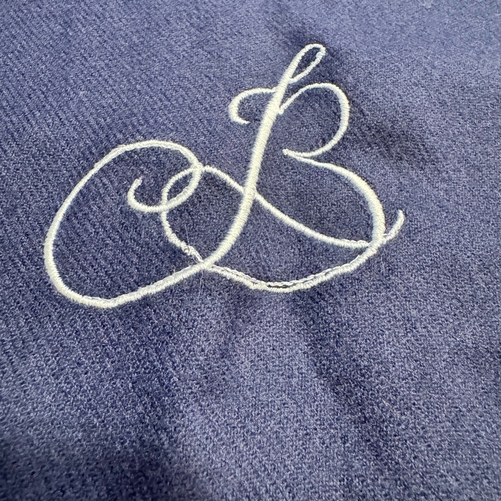 Large Navy Blue Cashmere Wrap embroidered B - Picture 6 of 8
